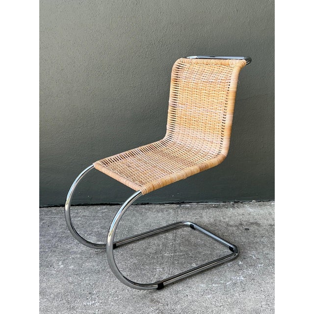 Vintage Mies Van Der Rohe for Knoll Cantilevered Chrome and Rattan Mr Chair For Sale - Image 10 of 18