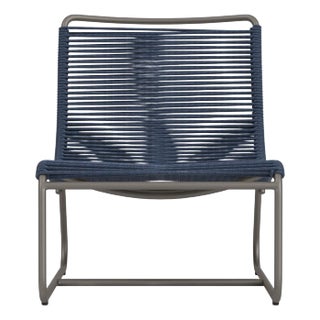 Brown Jordan Walter Lamb Aluminum Lounge Chair, Mica frame with Marine fabric For Sale