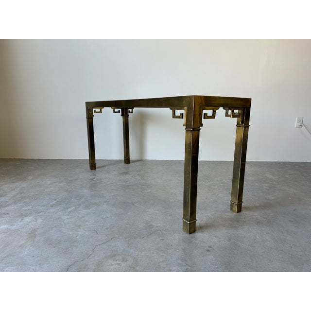 Hollywood Regency Mastercraft Greek Key Brass Console Table/ Sold For Sale - Image 11 of 12