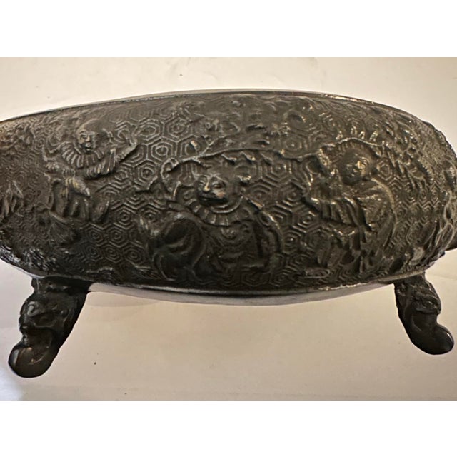 Metal Vintage Chinese Bronze Bowl For Sale - Image 7 of 10