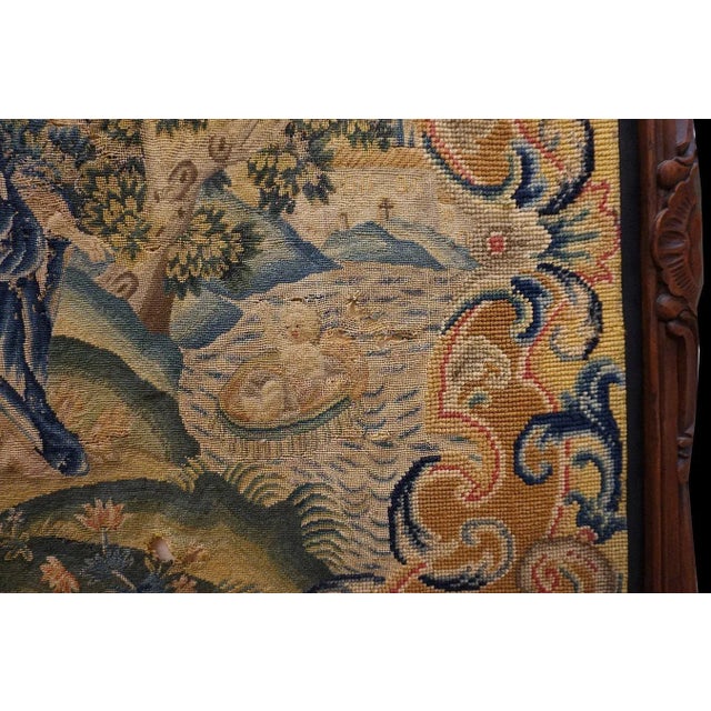 Mid-18th Century English Biblical Needlepoint With Story of Moses Beingby Bithiah in the Nile. For Sale - Image 4 of 12