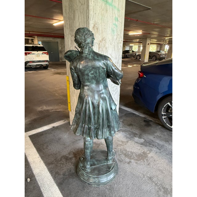 Metal Metropoliton Galleries Attributed Life Size Bronze Garden Statuary of Mozart For Sale - Image 7 of 16