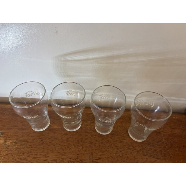 1980s Coca-Cola Contour Drinking Glasses Clear Coke Logo Tumblers Collectible - Set of 4 For Sale In Philadelphia - Image 6 of 9
