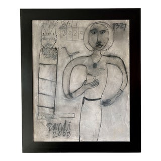 Figurative Painting in Greige Colors by Artist Pandi, Indoniesia, 2009, 46" X 38" For Sale