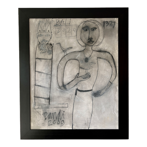 Figurative Painting in Greige Colors by Artist Pandi, Indoniesia, 2009, 46" X 38"