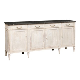 Mid 20th Century French Enfilade with Fossilized Marble Top For Sale