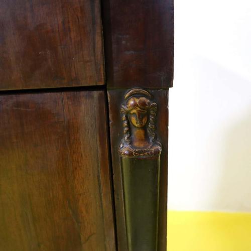 Empire Walnut Chest of Drawers with Original Gilded Bronze Ornaments
