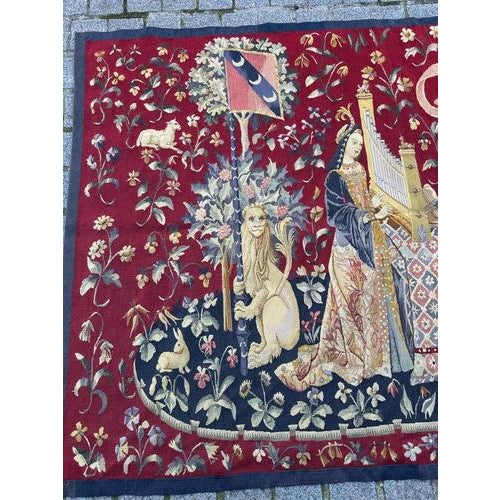 Antique French Handwoven Aubusson Tapestry, 1940s For Sale - Image 4 of 18