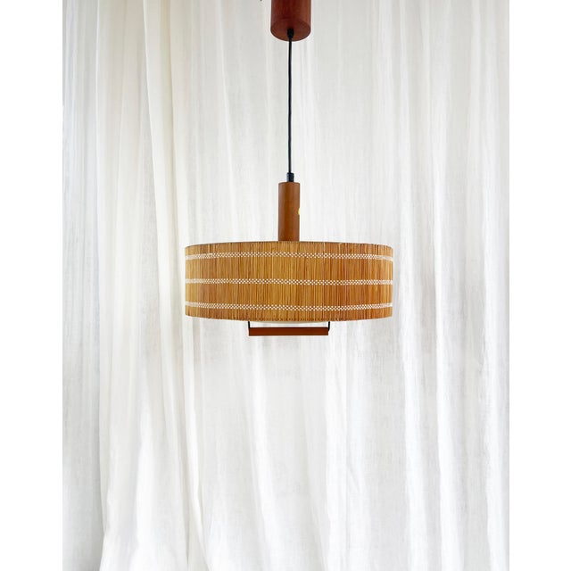 Mid-Century Scandinavian Teak Pendant Disc, 1965 For Sale - Image 12 of 14