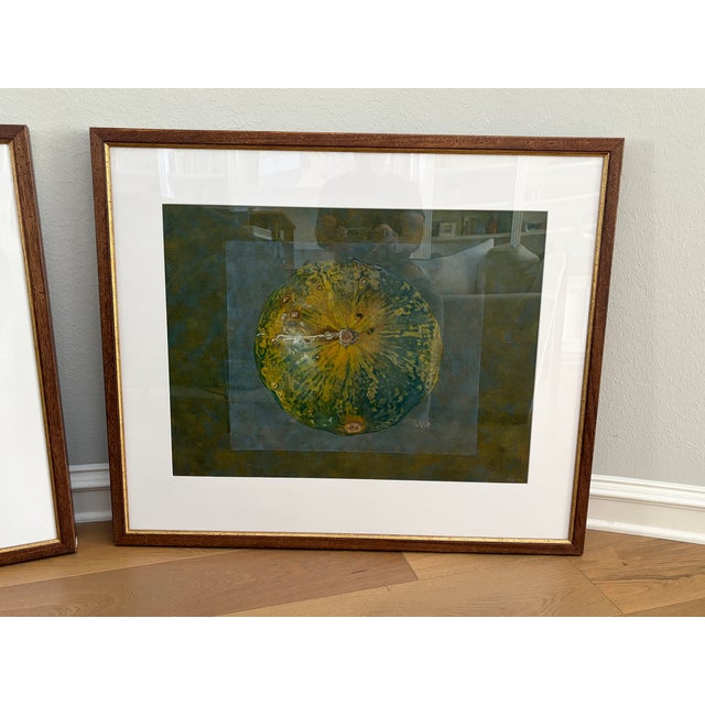 Pair of Contemporary Oil on Paper Gourd Still Life Paintings, Signed "Gw", 2006 For Sale - Image 14 of 15