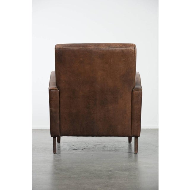 Vintage Brown Sheepskin Armchair For Sale - Image 4 of 15