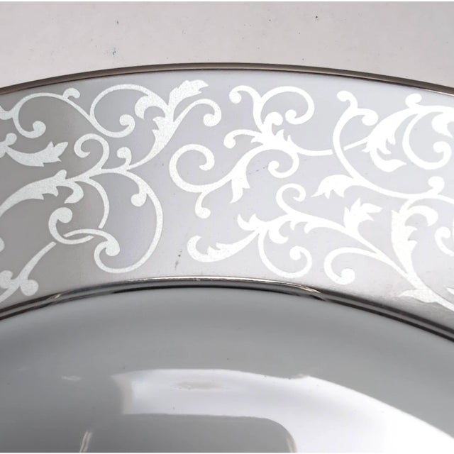 Contemporary Mikasa Platinum Parchment Round Buffet Platter Chop Plate 12" Scroll New NWT For Sale - Image 3 of 8