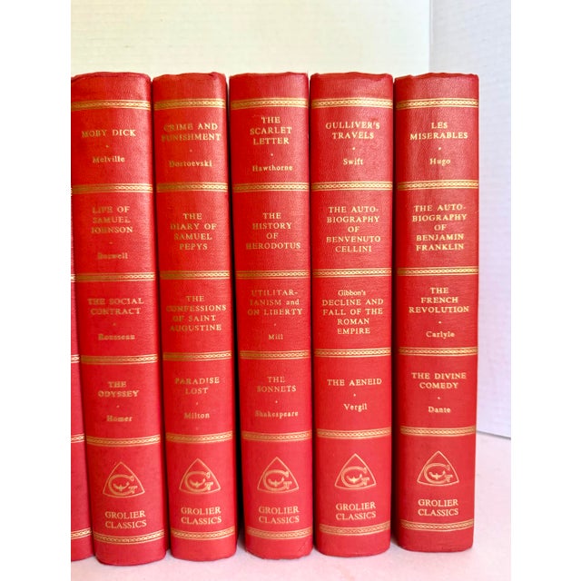 1956 Set of 9 Grolier Classics Red Decorative Library Books For Sale - Image 4 of 10