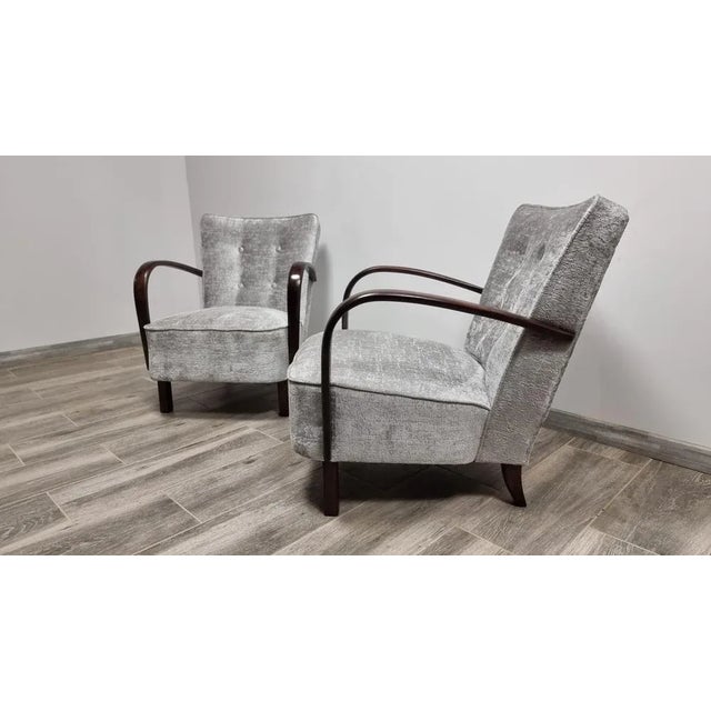 Textile Set of Armchairs by Jindrich Halabala for Up Závody, 1960s For Sale - Image 7 of 11