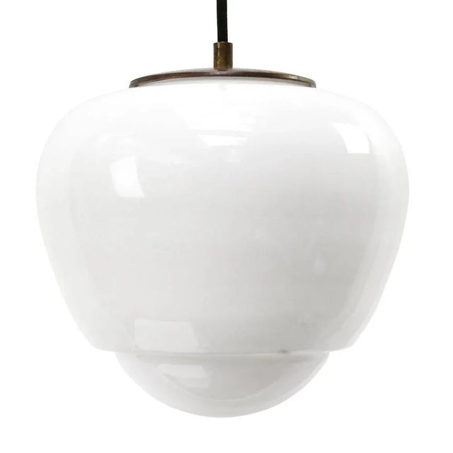 White White Opaline Glass & Brass Pendant Light For Sale - Image 8 of 8
