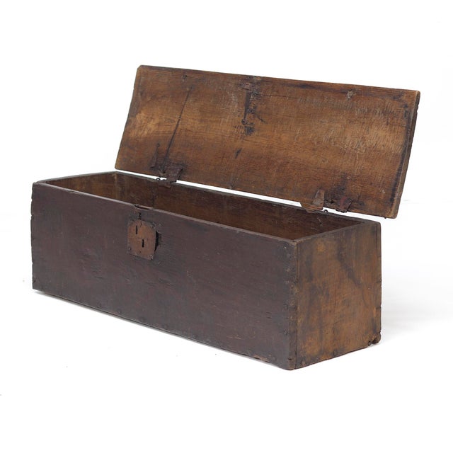 Antique Rustic Farmhouse Spanish Chest in Oak, 1700s For Sale - Image 13 of 14