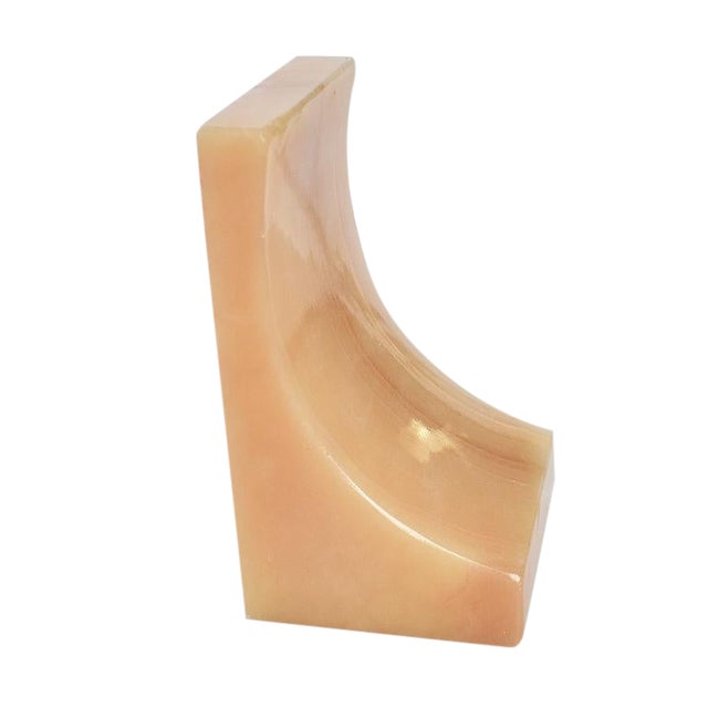 Abstract Mid-Century Modern Geometric Serpentine Stone Bookend For Sale