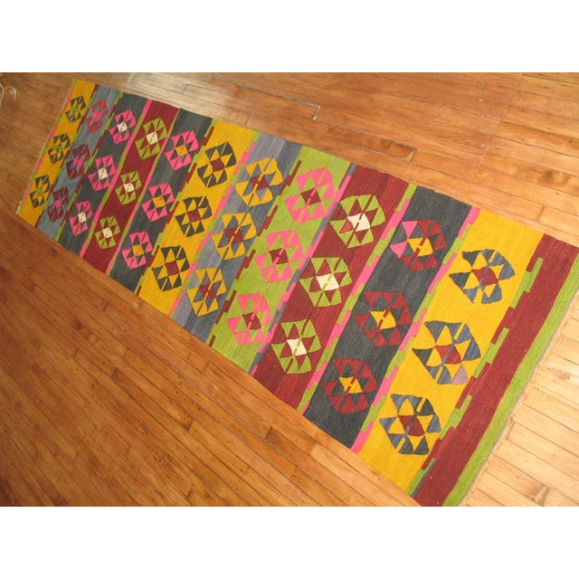Vintage Zabihi Collection Turkish Kilim Runner - 3' x 10'11" For Sale - Image 4 of 5