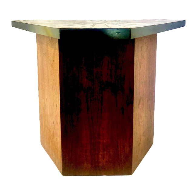 Mid 20th Century Mid 20th-Century Brutalist Italian Patinated Brass and Wood Table by G. Urso For Sale - Image 5 of 6
