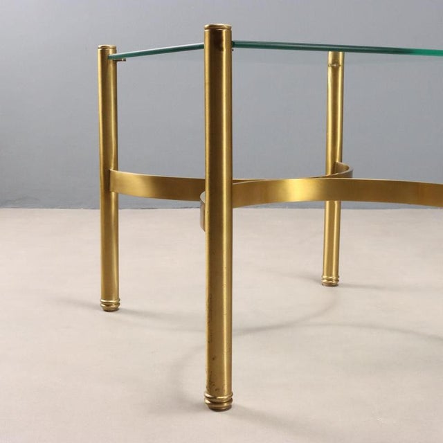 Metal Vintage Coffee Table Brass Glass Top, Italy, 1970s For Sale - Image 7 of 10