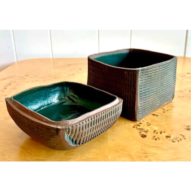 Late 20th Century Vintage Boho Studio Pottery Lidded Box For Sale - Image 5 of 8