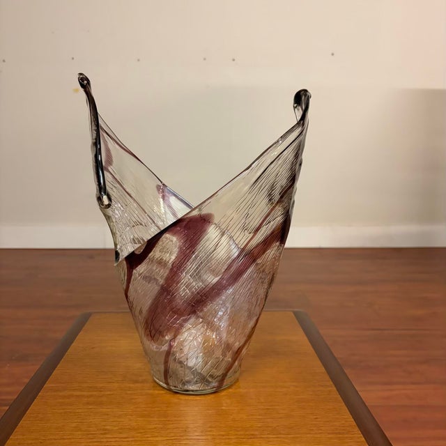 Contemporary Vintage Italian Handblown Art Glass Sculptural Centerpiece Vessel For Sale - Image 3 of 13