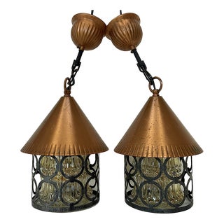 Mid-Century Modern Brutalist Dutch Pendant Light, 1960s, Set of 2 For Sale