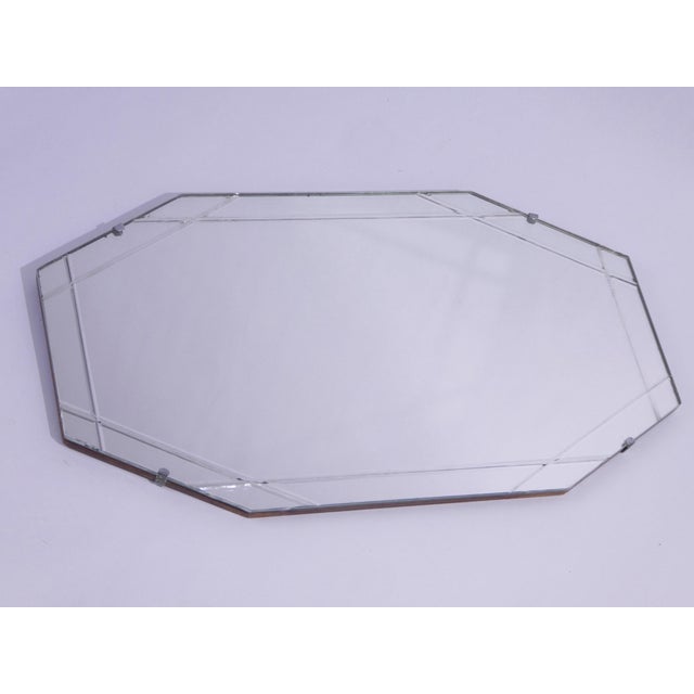 Antique Art Deco Octagonal Frameless Beveled Wall Mirror, 1920s For Sale - Image 3 of 10