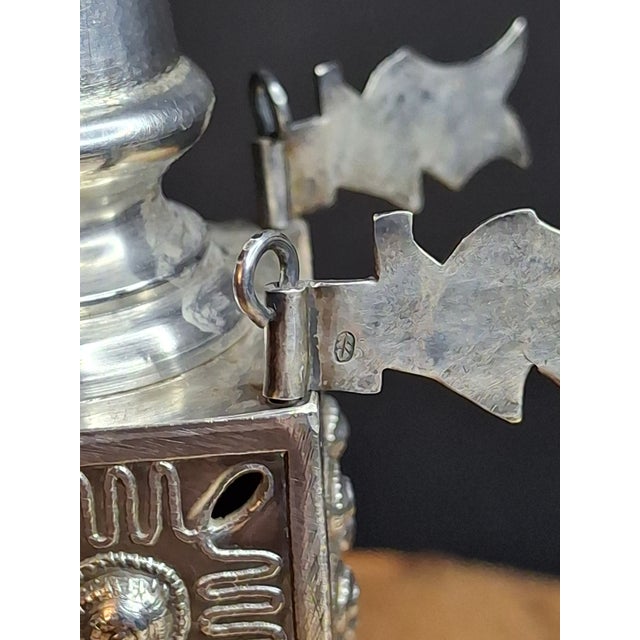 Vintage Israeli 925 Sterling Silver Havdalah Besamim Spice Tower & Bells 141 G For Sale - Image 12 of 18