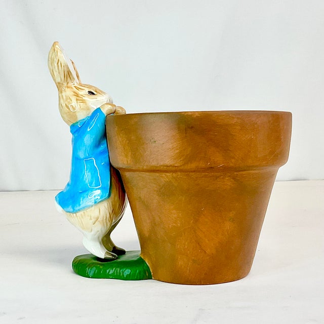 Vintage Boho Chic English Traditional Whimsical Peter Rabbit Planter - Easter For Sale - Image 15 of 17