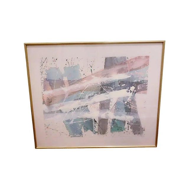 Vintage 1980s Pastel Abstract Painting Signed and Framed For Sale In Chicago - Image 6 of 6
