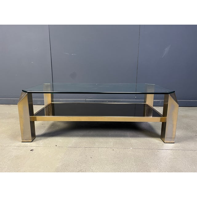 Hollywood Regency Vintage 23kt Gold Plate Coffee Table from Belgochrom, 1970s For Sale - Image 3 of 11