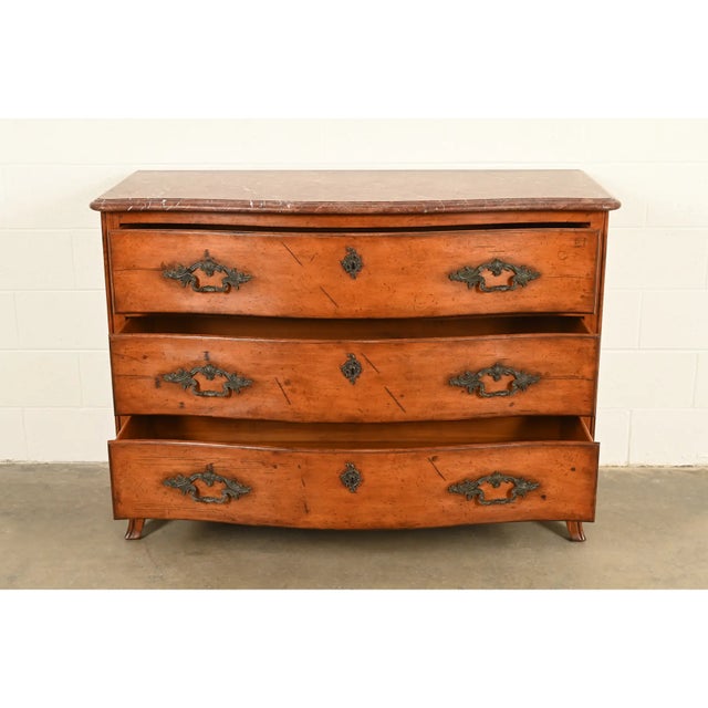 Ralph Lauren French Provincial Louis XV Carved Walnut Marble Top Commode or Chest of Drawers For Sale In South Bend - Image 6 of 17