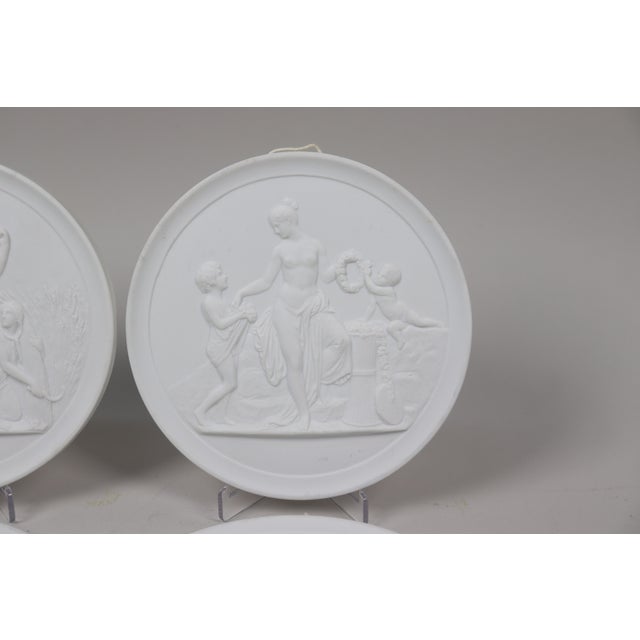 White Early 20th Century Set of Four Royal Copenhagen Neoclassical Biscuit Porcelain Wall Relief Plaques For Sale - Image 8 of 8