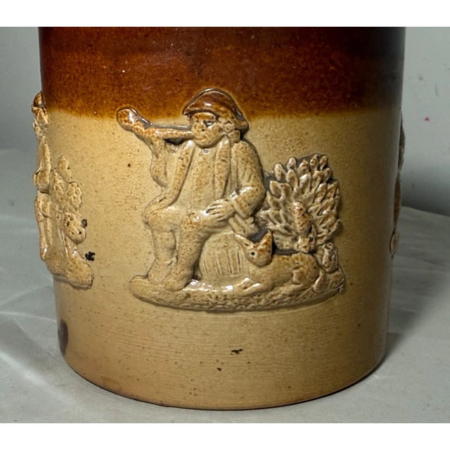 Brown Share Antique Doulton Lambeth Sterling Silver Stoneware Pottery Tobacco Jar Humidor For Sale - Image 8 of 12