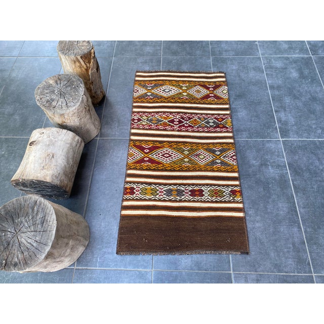 Tribal Wool Handwoven Kilim Rug For Sale - Image 4 of 10