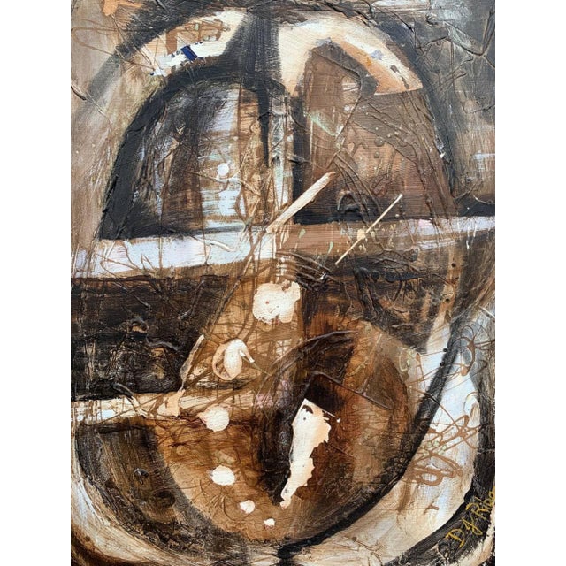 Late 20th Century Large Vintage Original Abstract Painting on Board, Signed D.G.Ribas For Sale - Image 10 of 10