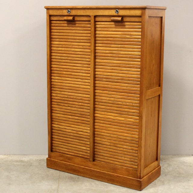 Double-shutter filing cabinet Made of oak Early 1900s Dimensions: width 87 cm, depth 36 cm, height 132 cm Restored (see...