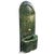 Tall arched traditional mosaic tile wall fountain with Moroccan star patterns. Vibrant jewel-toned emerald coloring. Brass...