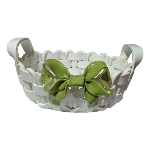 Mid 20th Century Trilady Porcelain Basket Made in Italy For Sale