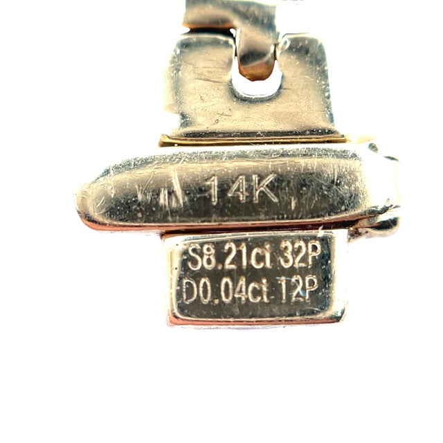 14k Yellow Gold Tennis Bracelet With Rainbow Sapphires and Diamonds For Sale - Image 12 of 12