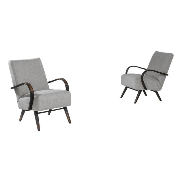 1950s Czech Wooden Armchairs by J. Halabala, - A Pair For Sale