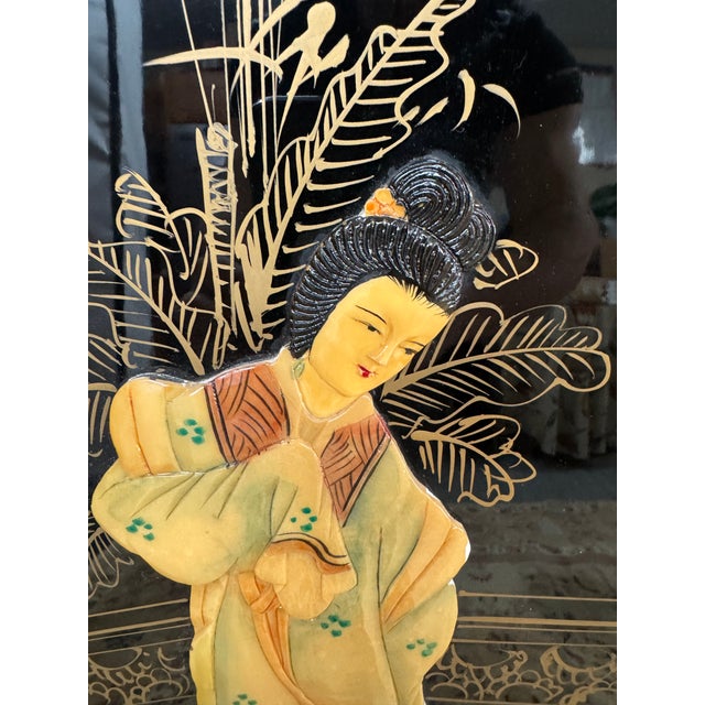 Paint Mid Century Japanese Panels Inset in Frame For Sale - Image 7 of 12