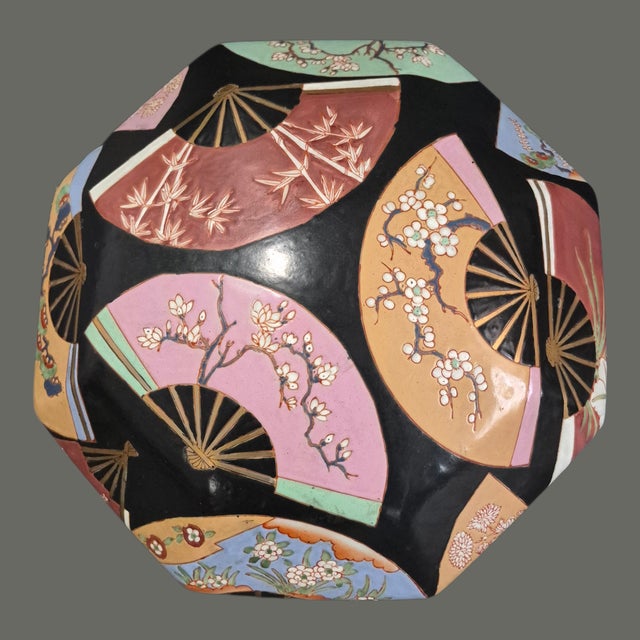 Vintage Japanese Meiji Imary Large 13.5'' X 10'' Octagonal Covered Box Marked For Sale - Image 12 of 14
