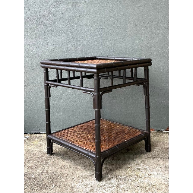 Vintage Woven Rattan Side Table For Sale In West Palm - Image 6 of 12