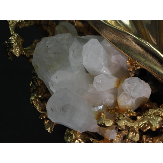 1970s French Gilt Bronze Clamshell and Crystal Sculpture by Claude Victor Boeltz For Sale - Image 11 of 15