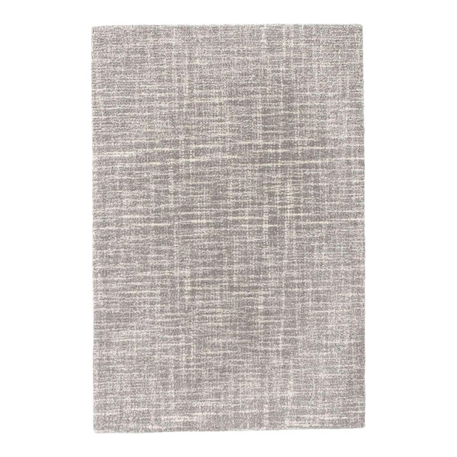 Dash & Albert by Annie Selke Crosshatch Dove Grey Micro Hooked Wool Rug, 3' x 5' For Sale