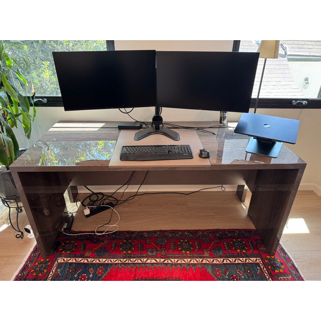 Contemporary Alf Italia Montecarlo Executive Desk | Koto Grey High Gloss | Made in Italy | 2019 For Sale - Image 3 of 8