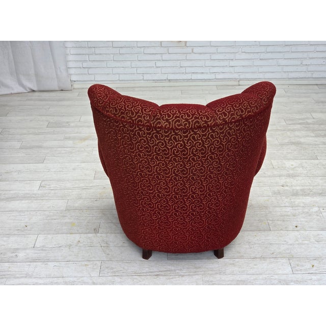 Danish Armchair in Red Wool with Oak Legs, 1950s For Sale - Image 17 of 18