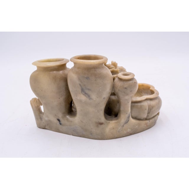 Stone 19th Century Chinese Carved Soapstone Urn Vase Inkwell For Sale - Image 7 of 8